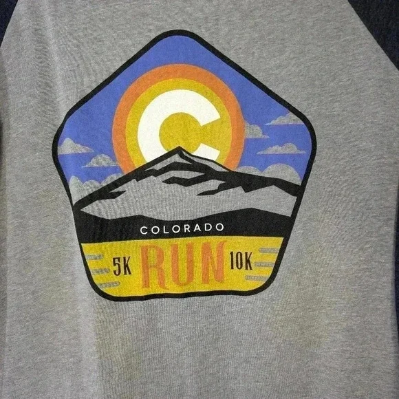 Colorado Run 5k/10k grey/navy baseball style shirt Size Medium - Picture 2 of 6